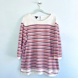 Talbots - Red Ivory & Blue Striped Knit Top - 2X